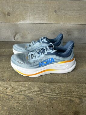 Hoka One One Bondi 9 Shoes Mens Size 9.5 D Blue Running Sneakers 1162011 DNP Gym